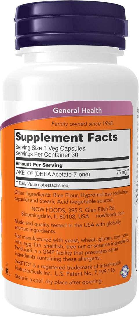 NOW Foods Supplements, 7-Keto (DHEA Acetate-7-one) 25 mg, Weight Management*, 90 Veg Capsules