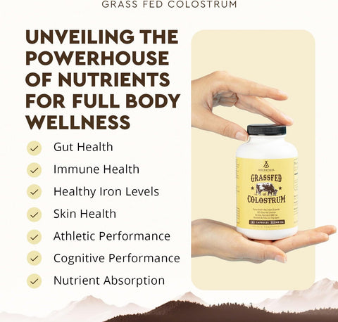 Ancestral Supplements Grass Fed Beef Colostrum Supplement, 3000 mg, 180 Caps