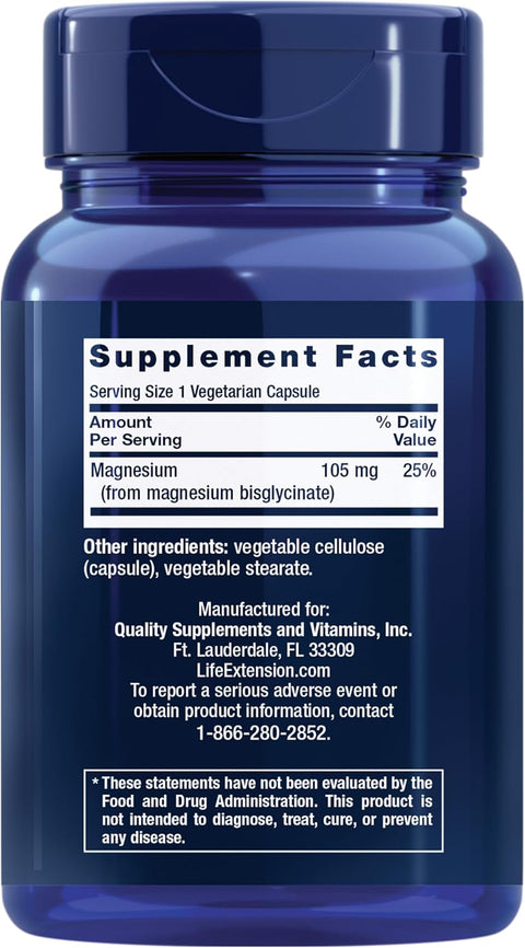 Life Extension Magnesium Glycinate Heart Health Bone Health Nerve and 90 Caps