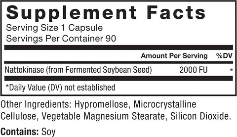 Force Factor Nattokinase Fermented Soybean Seed 2,000 Fu 90 Vegetable Capsules