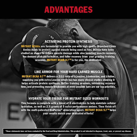 MUTANT BCAA 9.7 Micronized Amino Acid and Electrolyte Support Stack | 1044g / 90 Servis