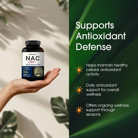 NatureBell NAC N-Acetyl Cysteine Liver Antioxidant 1200mg with Quercetin - 240 Caps