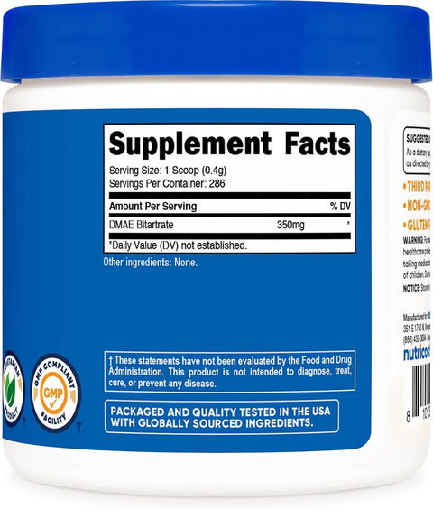 Nutricost Pure DMAE Bitartrate Powder 100 Grams
