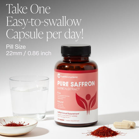 Pure Micronutrients 100% Pure Saffron Extract Boost Energy & Mood, Support Eye & Heart Health 60 Caps