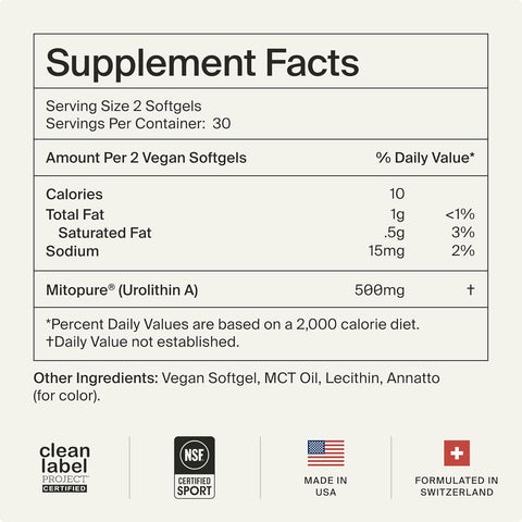 Timeline Mitopure Urolithin A Healthy Aging and Cellular Longevity 60 Softgels