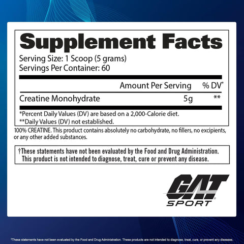Gat CREATİNE MONOHYDRATE 300 Gram -USA ABD / 60 SERVİS