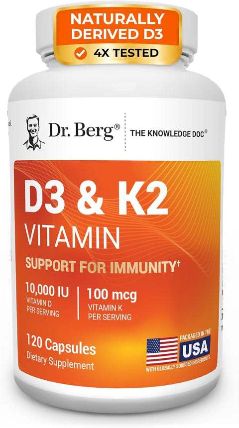 Dr. Berg Maximum Strength 7-in-1 Vitamin D3 K2 Zinc 10,000 IU 120 Caps