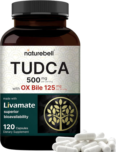 Naturebell TUDCA 500mg with OX Bile 125mg Liver Cleanse Detox & Repair 120 Caps