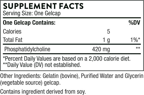 Thorne Phosphatidyl Choline - Phospholipid Complex for Cell Membrane Support Detox - 60 Gelcaps