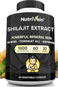 Nutrivein Premium Himalayan Shilajit with Irish Sea Moss Tongkat Ali Ashwagandha 1500 mg - 60 Caps