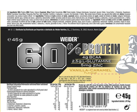 WEIDER %60 Protein Bar - 24×45 gr - Vanilla Caramel