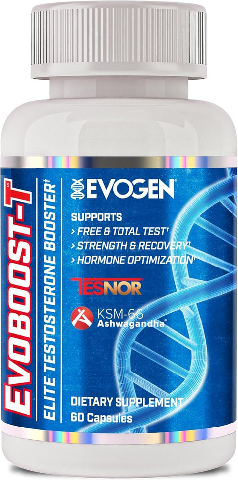 Evogen Evoboost-T Elite Testosterone Booster for Men Hormone Optimization Ashwagandha Tesnor DIM Boron 60 Caps