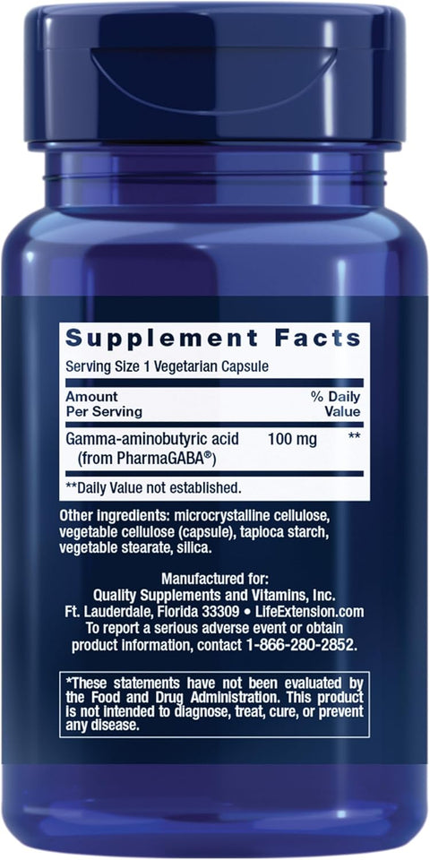 Life Extension GABA Stress Support Mood Support Sleep Relaxation 60 Caps
