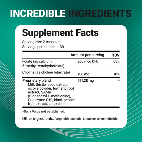 Dr. Berg Liver Cleanse Detox Milk Thistle Ox Bile & Folate Liver Turmeric Choline 60 Caps