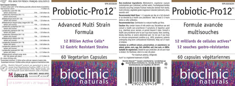 Bioclinic Naturals Probiotic Pro (lactobacillus+bifidobacterium) 12 Billion milliards 60 vcaps