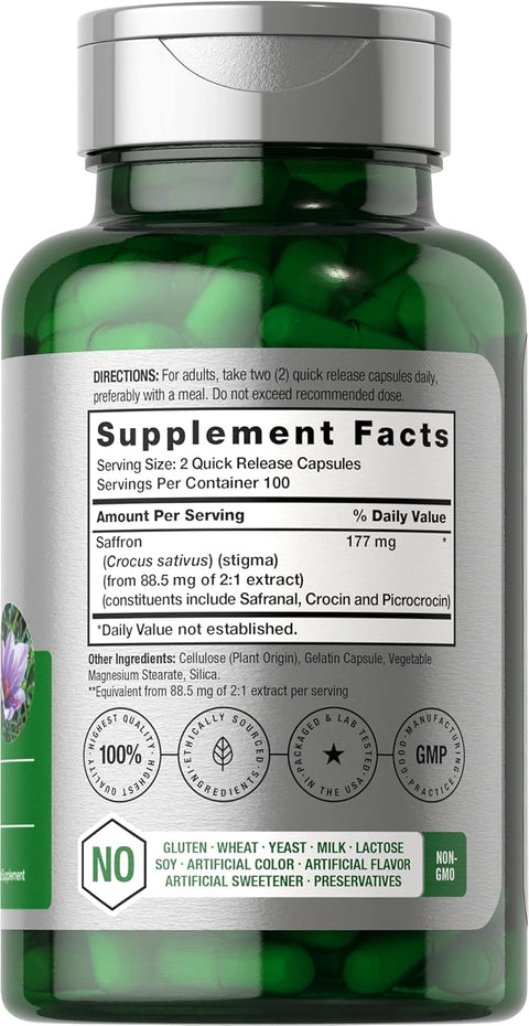 Horbaach Saffron Extract 177mg per serving 200 Capsules