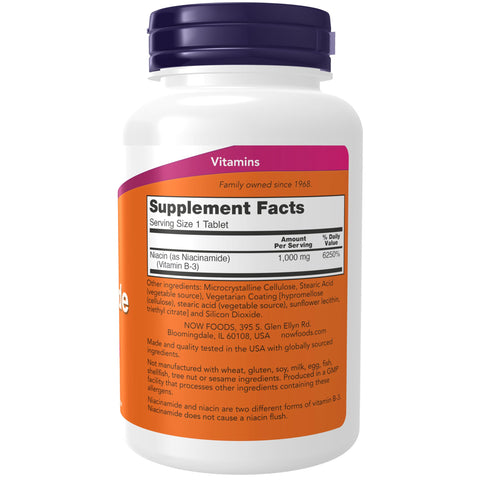 NOW Foods Niacinamide (NİACİN) NON FLUSH 1000 mg 90 Tablets - SİVİLCE CİLT TEMİZLEME