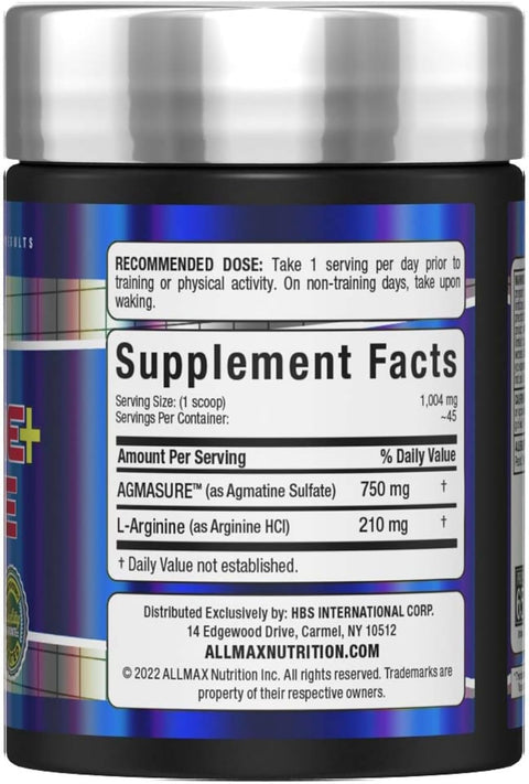 ALLMAX Nutrition Agmatine Sulfate Arginine Hcl Powder 34g
