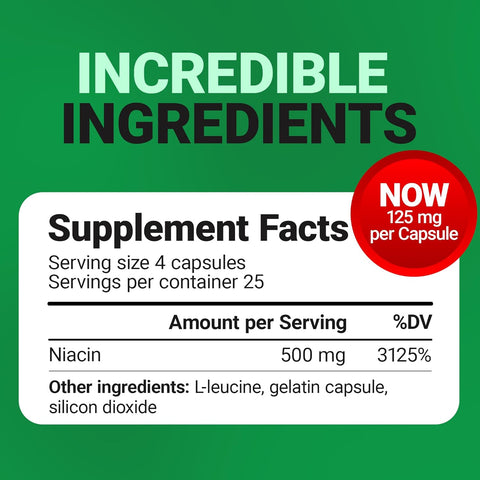 Dr. Berg Highly-Potent Niacin Flush Tolerance 500 mg Vitamin B3 for Heart Brain & Energy Support – 100 Caps