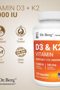 Dr. Berg Maximum Strength 7-in-1 Vitamin D3 K2 Zinc 10,000 IU 120 Caps