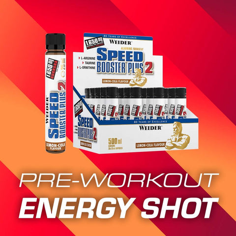 Weider Speed Booster Plus PreWorkout Energy Shot, 20 x 25 ml Lemon-Cola Flavour