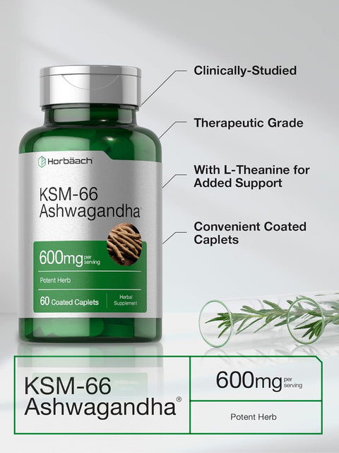 Horbaach KSM66 Ashwagandha 600mg | with L-Theanine 60 Tablet