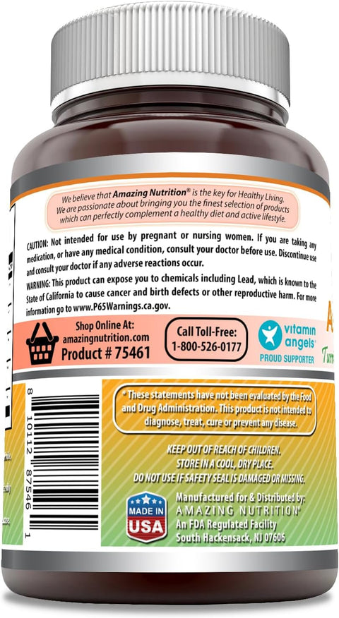 Amazing Formulas Ashwagandha Turmeric, Ginger, Rhodioa, & Black Pepper 5200 Mg Per Serving 120 Veggie Caps