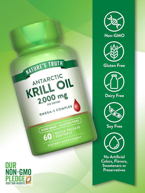 Nature's Truth, Antarctic Krill Oil Omega Astaxanthin 2,000 mg, 60 Quick Softgels