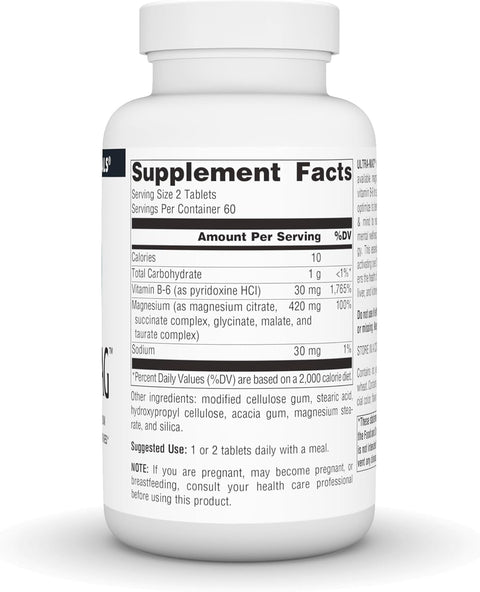 Source Naturals Ultra-Mag+B6 (Magnesium Citrate+Glycinate+Malate+Taurate Complex) 120 Tablets