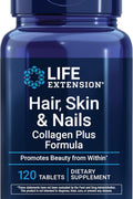 Life Extension Hair Skin & Nails Zinc Biotin Collagen Plus Formula 120 Tablets