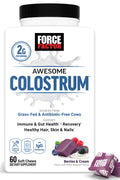 FORCE FACTOR Awesome Colostrum Biotin Grass-Fed Gut Immune Health Recovery Hair Skin & Nails Bovine Colostrum 60 Soft Chews