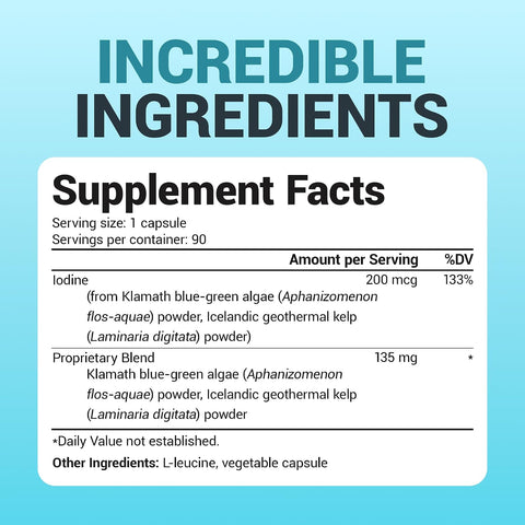 Dr. Berg Sea Kelp Enhanced Iodine - Seaweed Blend Includes Klamath Blue-Green Algae & Sea Kelp - 90 Caps