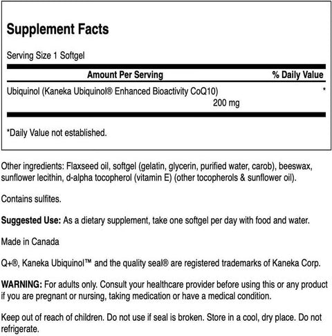 Swanson Maximum Strength Ubiquinol 200 Mg 30 Softgels
