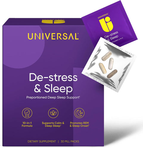 Universal U De-Stress & Sleep Multivitamin Ashwagandha & Theanine & Valerian Root & Melatonin 30 Pill Packs