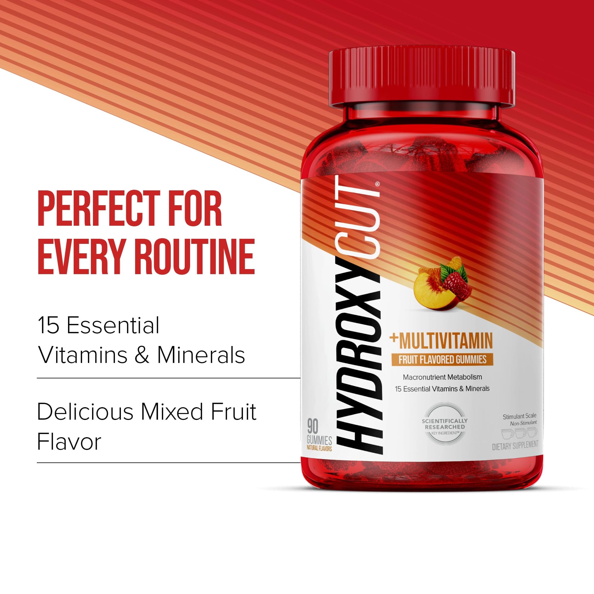 MUSCLETECH Hydroxycut Vitamin Gummies - 99% Caffeine Free 90 Gummies ...