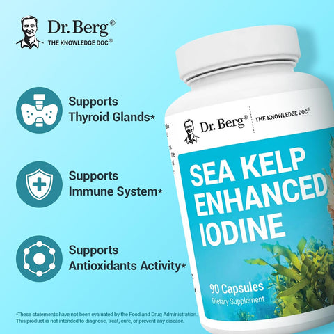 Dr. Berg Sea Kelp Enhanced Iodine - Seaweed Blend Includes Klamath Blue-Green Algae & Sea Kelp - 90 Caps