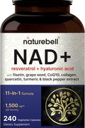 NatureBell NAD+ 11-in-1 Complex 1,500 mg NMN Alternative Resveratrol CoQ10 Hyaluronic Acid, Fisetin 240 Veggie Caps