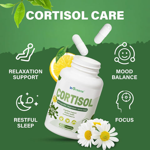 inGreens Cortisol 15-in-1 Ashwagandha Theanine & Lemon balm Rhodiola Magnesium Relaxation & Restful Sleep 60 Caps
