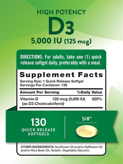 Nature's Truth Vitamin D3 2000 IU 130 Softgels