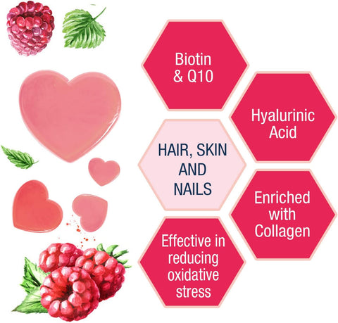 Weider Beauty Gummies - Nourishes Hair Skin Anti-ageing Q19 biotin -Vitamin C - zinc hyaluronic acid