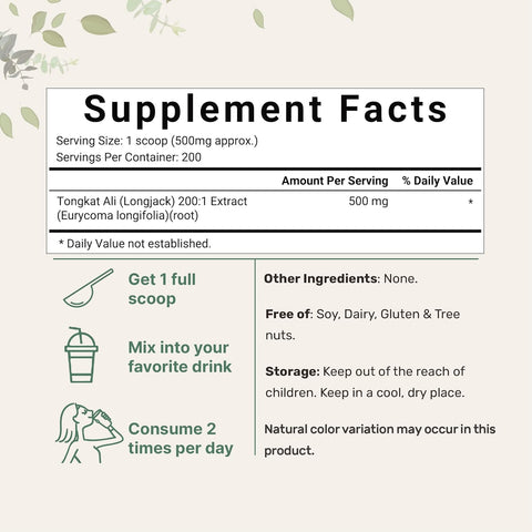 Micro Ingredients Tongkat Ali 200:1 Extract Powder 100 gr - 200 Servis