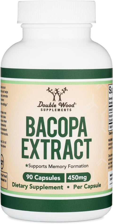 Double Wood Bacopa Monnieri Memory Supplement 450mg, 90 Caps