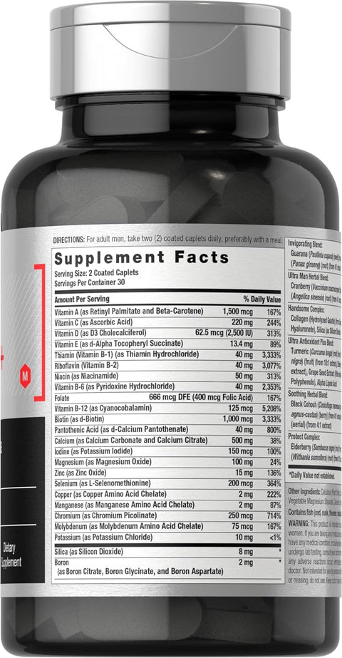 Horbaach Mens Multivitamin 50 Plus 60 Caplet Calcium Magnesium Molybdenum Vitamin A, B, C, D & E 50+