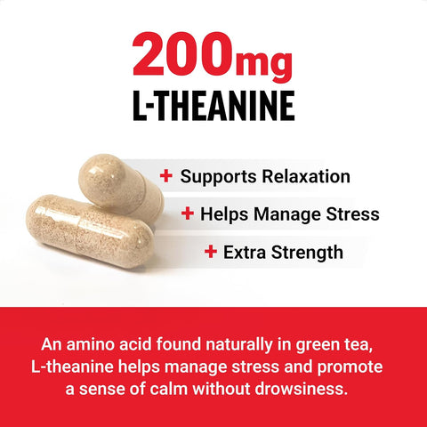 FORCE FACTOR Extra Strength L-Theanine Stress Relief, and Supporting Calm Relaxation 200mg 60 Veg