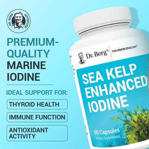 Dr. Berg Sea Kelp Enhanced Iodine - Seaweed Blend Includes Klamath Blue-Green Algae & Sea Kelp - 90 Caps
