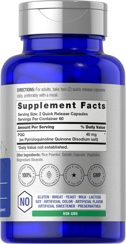 Horbäach PQQ 40 mg 120 Caps Maximum Strength Pyrroloquinoline Quinone Disodium Salt