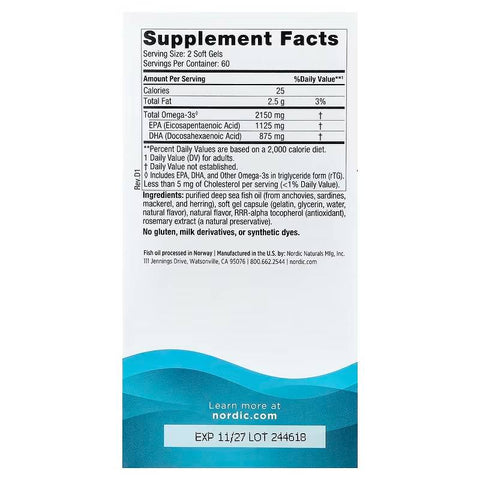 Nordic Naturals Ultimate Omega 2X Fish Oil EPA DHA Lemon 120 SoftGels - Balık Yağı Takviyesi