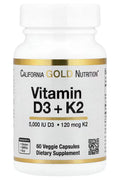 California Gold Nutrition Vitamin D3 + K2 MK-7 5000 IU 60 Veggie Caps