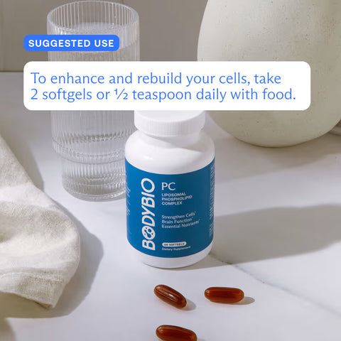 BodyBio PC Liposomal Phospholipid Phosphatidylcholine Complex Brain & Cognitive 60 Softgels