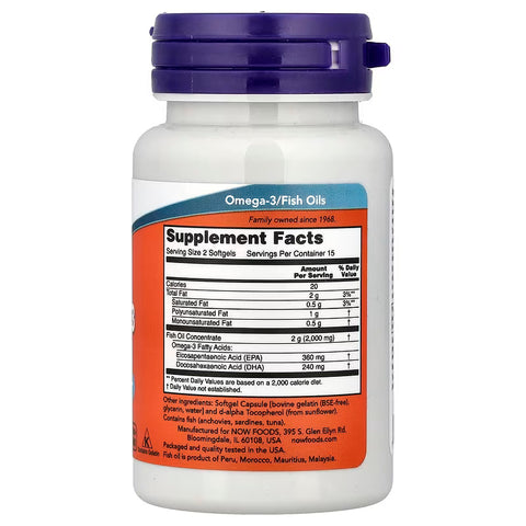 NOW Foods, Omega-3 Fish Oil, 1,000 mg, 30 Softgels